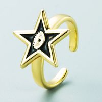 Simple Star Shape Eye Copper Gold-plated Ring Wholesale Nihaojewelry sku image 5