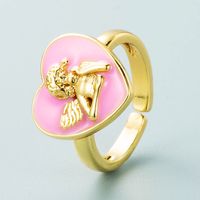 Retro Copper Gold-plated Color Heart-shaped Ring Wholesale Nihaojewelry sku image 4