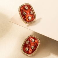 Wholesale Retro Snowflake Square Dripping Oil Stud Earrings Nihaojewelry main image 1