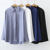 Solid Color Long-sleeved Satin Drape Shirt Wholesale Nihaojewelry main image 2