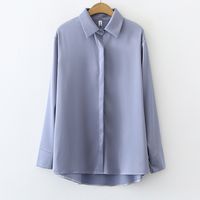 Solid Color Long-sleeved Satin Drape Shirt Wholesale Nihaojewelry main image 3