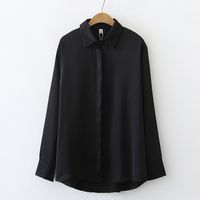 Solid Color Long-sleeved Satin Drape Shirt Wholesale Nihaojewelry main image 7