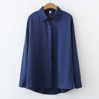 Solid Color Long-sleeved Satin Drape Shirt Wholesale Nihaojewelry sku image 5