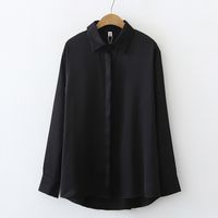 Solid Color Long-sleeved Satin Drape Shirt Wholesale Nihaojewelry sku image 7