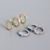 S925 Silver Rectangular Zircon Earrings Wholesale Nihaojewelry main image 1