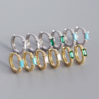 S925 Silver Rectangular Zircon Earrings Wholesale Nihaojewelry main image 3