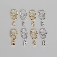 S925 Sterling Silver Geometric English Letters Diamond Earrings Wholesale Nihaojewelry main image 2