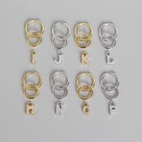 S925 Sterling Silver Geometric English Letters Diamond Earrings Wholesale Nihaojewelry main image 5