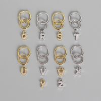 S925 Sterling Silver Geometric English Letters Diamond Earrings Wholesale Nihaojewelry main image 4