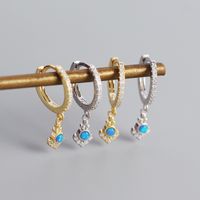 S925 Silber Geometrische Blaue Opal-ohrschnalle Großhandel Nihaojewelry main image 4