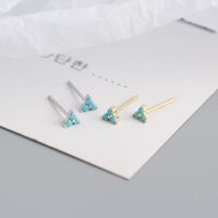 S925 Sterling Silver Geometric Clover Diamonds Earrings Wholesale Nihaojewelry main image 4