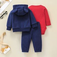 Wholesale Cartoon Bear Ear Shape Long-sleeved Baby Jacket Trousers Romper 3-piece Suit Nihaojewelry main image 6