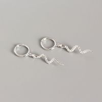 Retro S925 Sterling Silver Snake-shaped Earrings Wholesale Nihaojewelry sku image 1