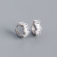 S925 Silver Rectangular Zircon Irregular Ear Buckle Wholesale Nihaojewelry sku image 1