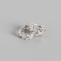 S925 Sterling Silver Olive Leaf Diamond Earrings Wholesale Nihaojewelry sku image 1
