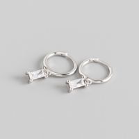 S925 Sterling Silver Geometric Rectangular Zircon Earrings Wholesale Nihaojewelry sku image 1