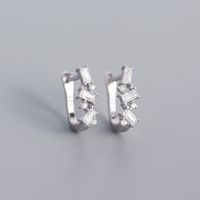 S925 Argent Micro-incrusté Zircon Géométrique En Forme De U Boucle D'oreille En Gros Nihaojewelry sku image 1