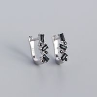 S925 Silver Micro-inlaid Zircon Geometric U-shaped Ear Buckle Wholesale Nihaojewelry sku image 3