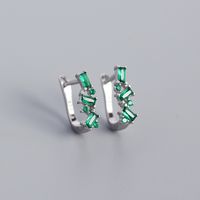 S925 Argent Micro-incrusté Zircon Géométrique En Forme De U Boucle D'oreille En Gros Nihaojewelry sku image 5
