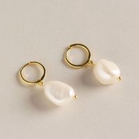 S925 Sterling Silver Irregular Freshwater Pearl Earrings Wholesale Nihaojewelry sku image 1