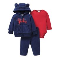 Wholesale Cartoon Bear Ear Shape Long-sleeved Baby Jacket Trousers Romper 3-piece Suit Nihaojewelry sku image 2