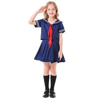 Wholesale Children's Dark Blue Sailor Split Pleated Skirt Nihaojewelry main image 4