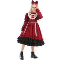 Vintage Lolita Children's Princess  Wine Red Dress Wholesale Nihaojewelry main image 4