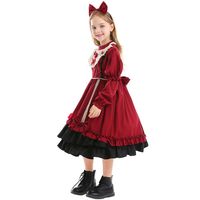 Vintage Lolita Children's Princess  Wine Red Dress Wholesale Nihaojewelry main image 6
