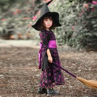 Fashion Halloween Children Purple Witch Star Moon Print Dress Wholesale Nihaojewelry main image 4