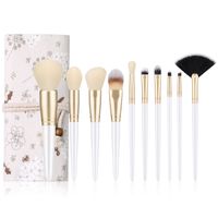 Fashion White Wooden Handle Small Floral Dragonfly Storage Bag Makeup Brush Set Wholesale Nihaojewelry main image 1