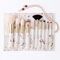 Fashion White Wooden Handle Small Floral Dragonfly Storage Bag Makeup Brush Set Wholesale Nihaojewelry main image 3