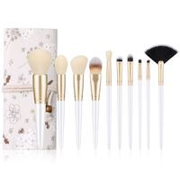 Fashion White Wooden Handle Small Floral Dragonfly Storage Bag Makeup Brush Set Wholesale Nihaojewelry sku image 3
