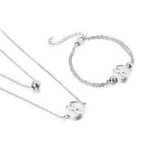 Europe And America Cross Border Supply Wholesale Creative Stainless Steel 8-word Double-layer Necklace Bracelet Combination Female Accessories Set sku image 1