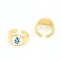 New Vintage Palm Eye Two-color Dripping Oil Opening Adjustable Ring Wholesale Nihaojewelry main image 3