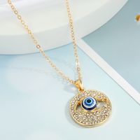 New Turkey Demon Eye Diamond Hollow Pendant Necklace Wholesale Nihaojewelry main image 3