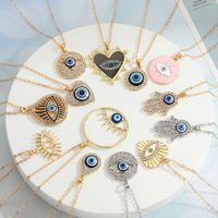 Turkey Blue Eye Pendant Alloy Diamond Necklace Wholesale Nihaojewelry main image 6
