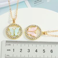 New Butterfly Hollow Diamond Round Pendent Necklace Wholesale Nihaojewelry main image 3