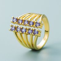 Retro Copper Gold-plated Inlaid Zircon Multi-layer Hollow Open Ring Wholesale Nihaojewelry main image 3