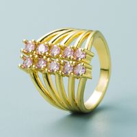 Retro Copper Gold-plated Inlaid Zircon Multi-layer Hollow Open Ring Wholesale Nihaojewelry main image 4