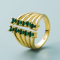 Retro Copper Gold-plated Inlaid Zircon Multi-layer Hollow Open Ring Wholesale Nihaojewelry main image 5