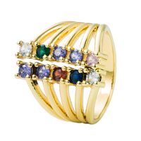 Retro Copper Gold-plated Inlaid Zircon Multi-layer Hollow Open Ring Wholesale Nihaojewelry main image 6