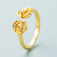 Europe And America Cross Border Copper-plated Gold Inlaid Zircon Geometric Moon Rose Flower Leopard Head Ring Hip Hop Men And Women Opening Ring main image 3