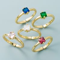 Simple Multi-color Diamond Copper Gold-plated Ring Wholesale Nihaojewelry main image 1