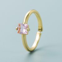Einfacher Mehrfarbiger Diamantkupfer Vergoldeter Ring Großhandel Nihaojewelry main image 4
