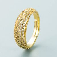 Retro Copper Gold-plated Full Diamond Wide Face Open Ring Wholesale Nihaojewelry main image 4