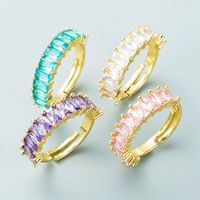 Retro Copper Gold-plated Inlaid Colored Zircon Open Ring Wholesale Nihaojewelry main image 2