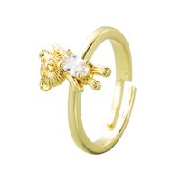 Cross-border European And American Style Simple Personality Copper Plated Real Gold Geometric Bear Ring Female Micro Inlaid Zircon Opening Index Finger Ring main image 6
