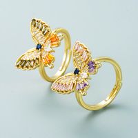 Fashion Gold-plated Copper Inlaid Zircon Butterfly Ring Wholesale Nihaojewelry main image 3