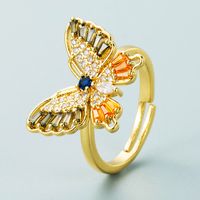 Fashion Gold-plated Copper Inlaid Zircon Butterfly Ring Wholesale Nihaojewelry main image 5