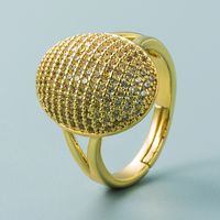 Europäischer Und Amerikanischer Grenz Überschreiten Der, Vergoldeter, Mit Zirkon Eingelegter Geometrischer Ovaler Ring, Hip-hop Unisex Offener Tauben-ei-ring main image 5